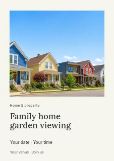 Family home garden viewing flyer template · Gallery editorial