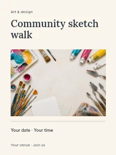 Community sketch walk poster template · Title & photograph
