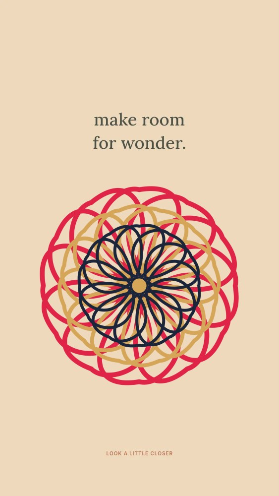 Ribbon rosette · 12-fold symmetry and 3 layers in Make room for wonder · Abstract wallpaper