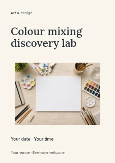 Colour mixing discovery lab flyer template · Modern programme