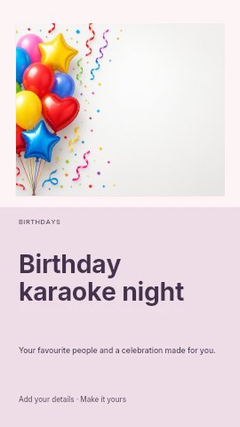 Birthday karaoke night instagram story template