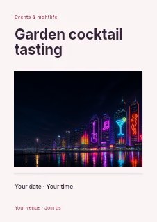 Garden cocktail tasting flyer template · Title & photograph
