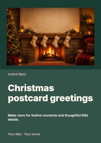 Christmas postcard greetings flyer template