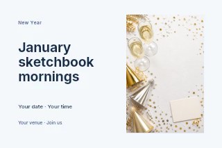 January sketchbook mornings postcard template · Horizontal photo dialogue