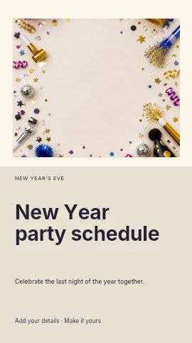 New Year party schedule instagram story template