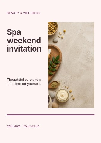 Spa weekend invitation flyer template