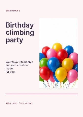 Birthday climbing party flyer template