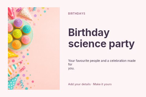 Birthday science party postcard template