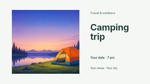 Camping trip banner template