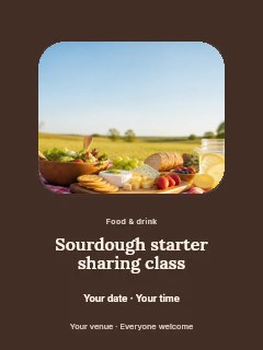 Sourdough starter sharing class poster template · Picture window