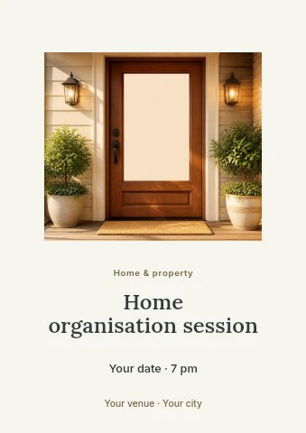 Home organisation session flyer template