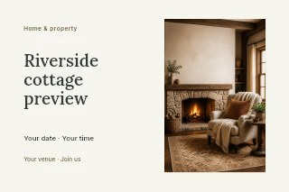 Riverside cottage preview postcard template · Horizontal photo dialogue
