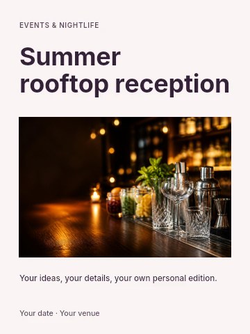Summer rooftop reception poster template