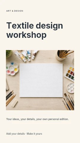 Textile design workshop instagram story template
