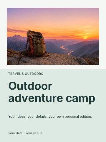 Outdoor adventure camp poster template