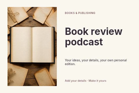 Empty book surrounded by aged pages in Book review podcast postcard template