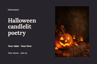 Halloween candlelit poetry postcard template · Horizontal photo dialogue
