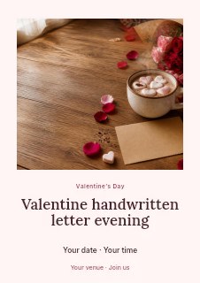 Valentine handwritten letter evening flyer template · Quiet photo gallery