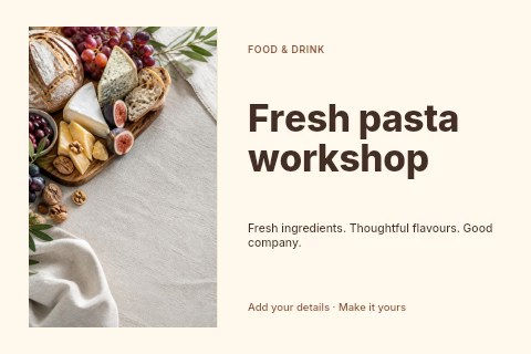 Fresh pasta workshop postcard template