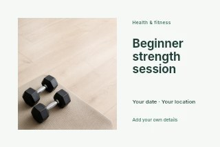 Beginner strength session · Horizontal photo dialogue