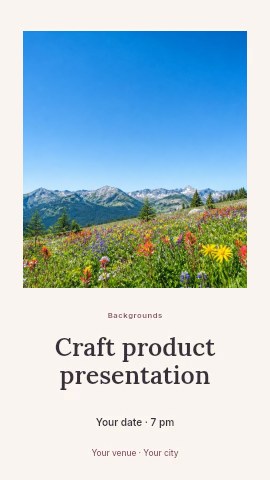 Wildflower meadow with mountain backdrop in Craft product presentation instagram story template