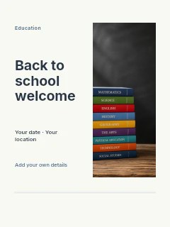 Stack of colorful school subject books in Back to school welcome · Split portrait