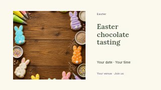 Easter chocolate tasting presentation cover template · Horizontal photo dialogue
