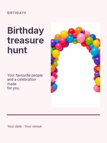 Birthday treasure hunt poster template