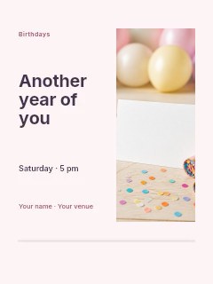 Birthday photo celebration greeting card template · Split portrait