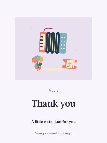 Accordion afternoon with a little flower bouquet in Acoustic concert greeting card template