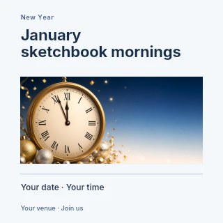 January sketchbook mornings social media post template · Title & photograph