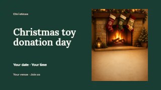 Christmas toy donation day presentation cover template · Horizontal photo dialogue
