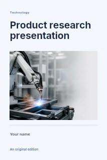 Product research presentation book cover template · Title & photograph