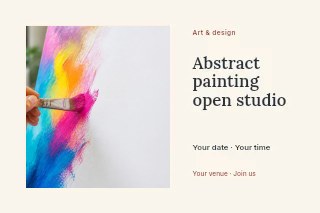 Abstract painting open studio postcard template · Horizontal photo dialogue