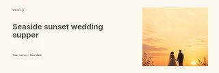 Seaside sunset wedding supper banner template · Horizontal photo dialogue