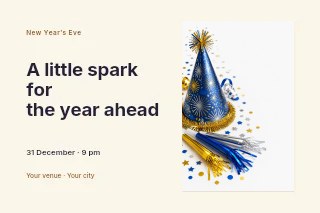 New Year’s Eve sparkler gathering photo layout postcard template · Horizontal photo dialogue
