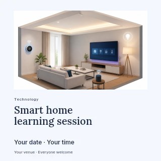 Smart home learning session social media post template · Gallery editorial