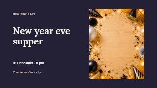 New Year Eve supper youtube thumbnail template · Horizontal photo dialogue