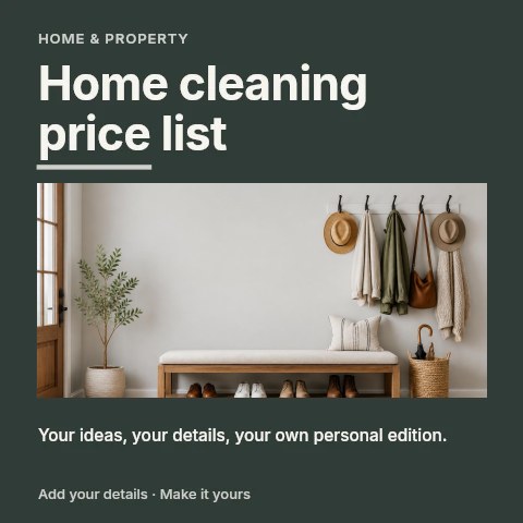Home cleaning price list social media post template
