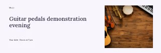 Guitar pedals demonstration evening banner template · Horizontal photo dialogue