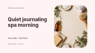 Quiet journaling spa morning youtube thumbnail template · Horizontal photo dialogue