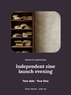 Independent zine launch evening poster template · Picture window