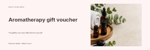 Spa essentials with essential oils and hot stones in Aromatherapy gift voucher banner template