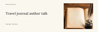 Travel journal author talk banner template · Horizontal photo dialogue
