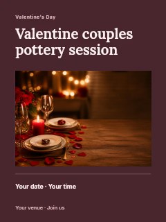Valentine couples pottery session poster template · Title & photograph