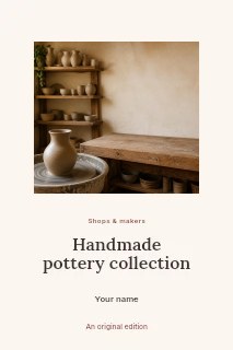 Pottery studio with wheel and ceramics in Handmade pottery collection · Picture window