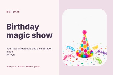 Birthday magic show postcard template