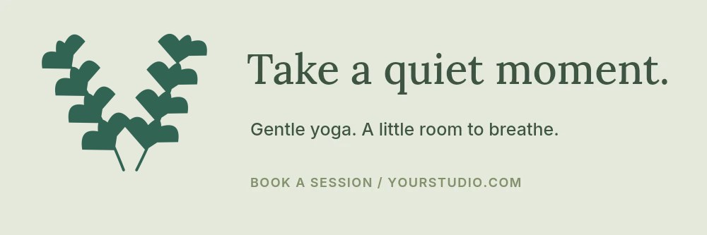 Ginkgo foliage · paired arrangement with 4 leaf pairs in Take a quiet moment · Wellness banner
