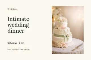 Three-tier white wedding cake with flowers in Intimate wedding dinner · Horizontal photo dialogue