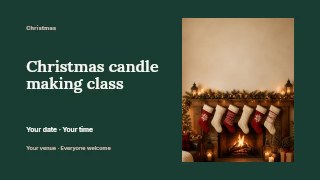 Christmas candle making class presentation cover template · Horizontal photo dialogue